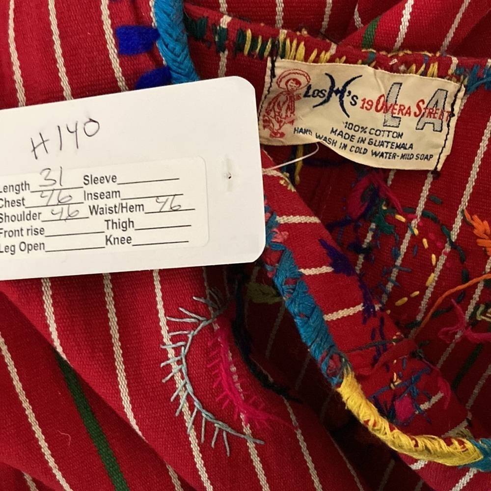Vintage 70’s Los H’s 19 Olvera Street Guatemala cotton mini dress/shirt. box Z - Picture 7 of 7